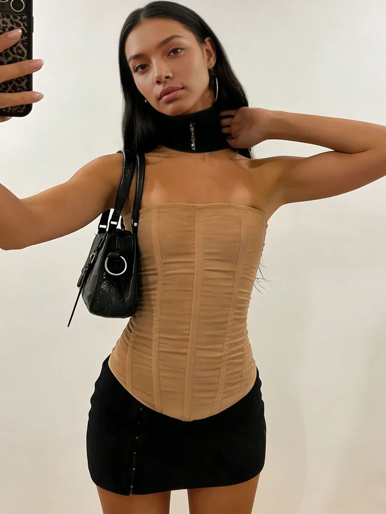 Zelix Projector Backless Tank Top Airy Mesh Summer Essential