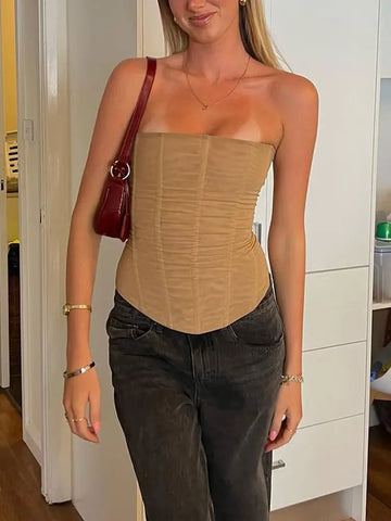Zelix Projector Backless Tank Top Airy Mesh Summer Essential