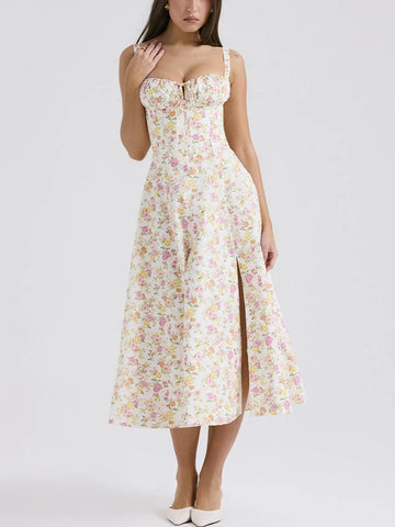Zelix Projector Printed Midi Dress Floral Milkmaid Glow