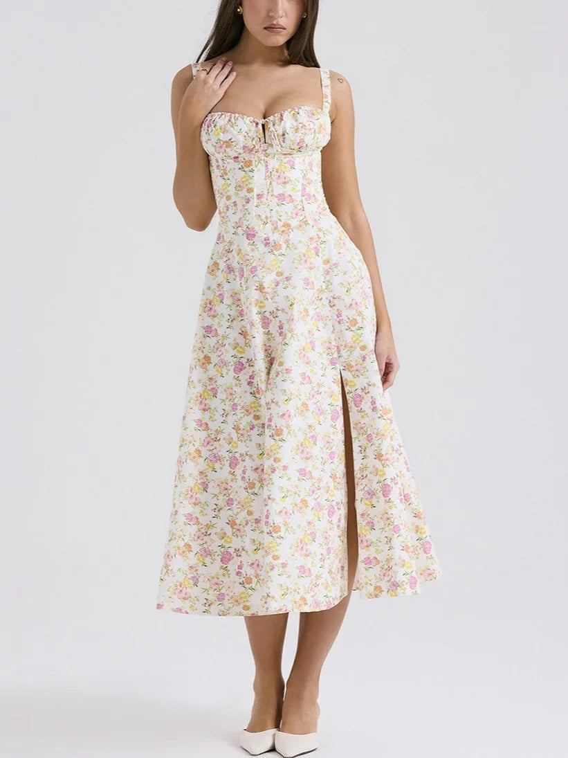 Zelix Projector Printed Midi Dress Floral Milkmaid Glow